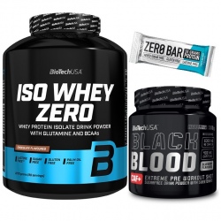 Biotech Iso Whey Zero 2270g + Black Blood CAF+ 300g + Zero Bar