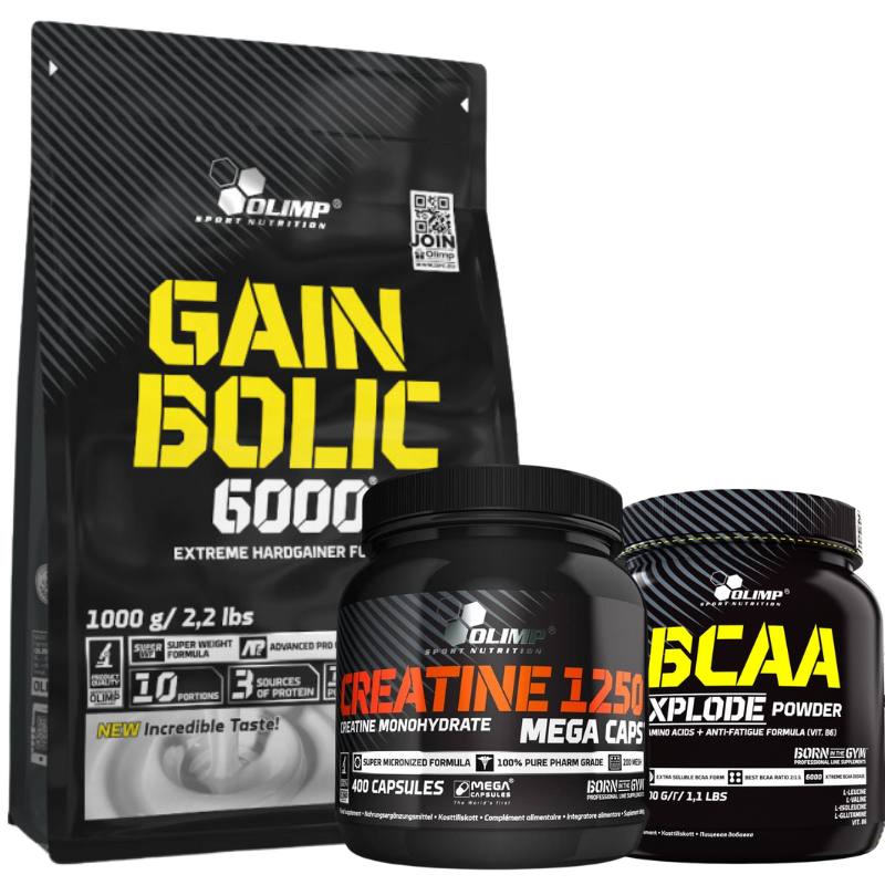 Olimp Gain Bolic 2000g +BCAA Xplode + Creatine Mega Caps Shaker Gratis