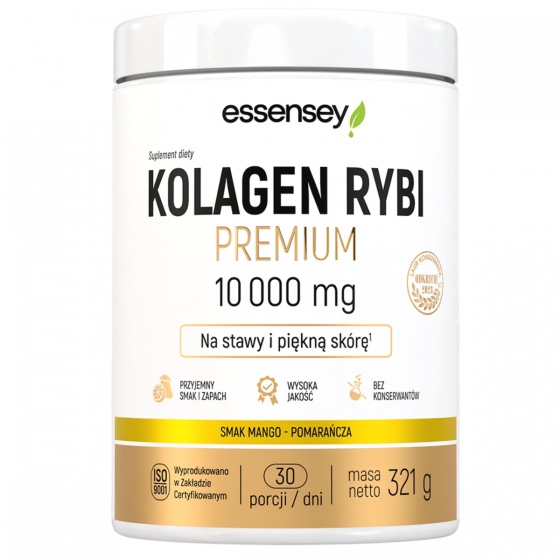 Essensey Kolagen Rybi Premium 10000 mg - 306g | Smak Mango-Pomarańcza