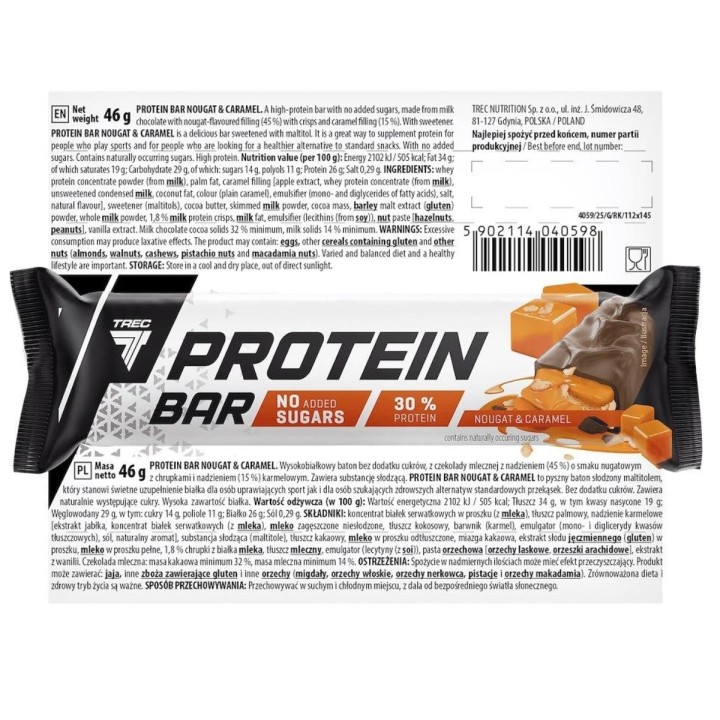 Trec Protein Bar 46g bez cukru | Nugat-karmel