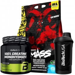 PVL Mutant Mass 6800g + Biotech Creatine 300g + Shaker Gratis!